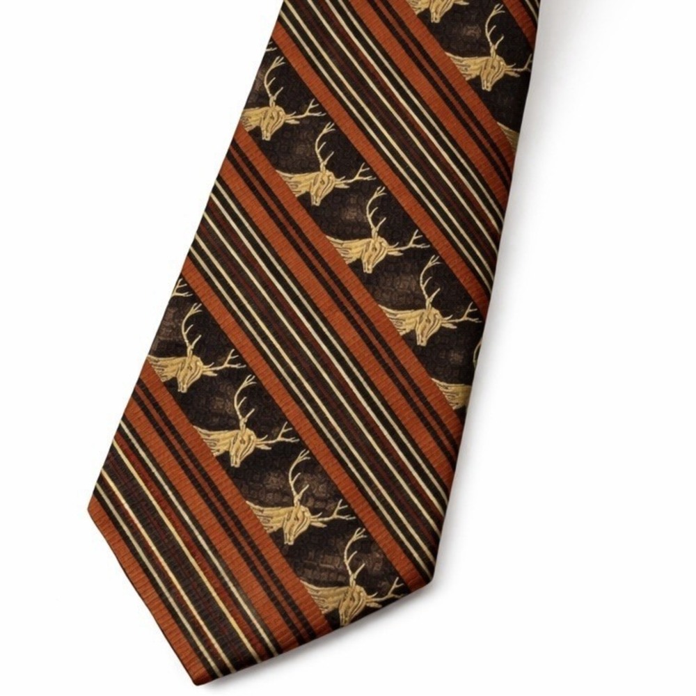Vintage Tie Marshall Field Deer Stag 70's Hunting Rockabilly Rustic Retro Lodge